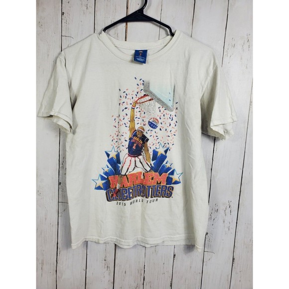 Harlem Globetrotters World Tour Shirt Size Large White Basketball Show Game VTG - Picture 1 of 10